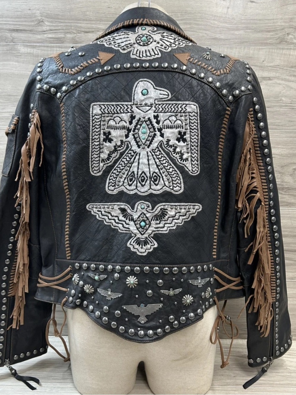 Double D Ranch Rainbird Leather Biker Jacket
